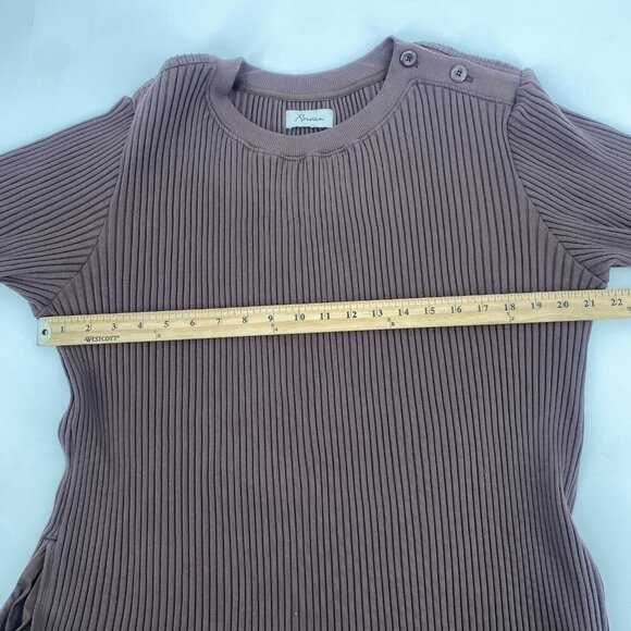 Rowan Size Large Brown Alison Rib Tee Shirt Dress Mini Pockets - Picture 7 of 14
